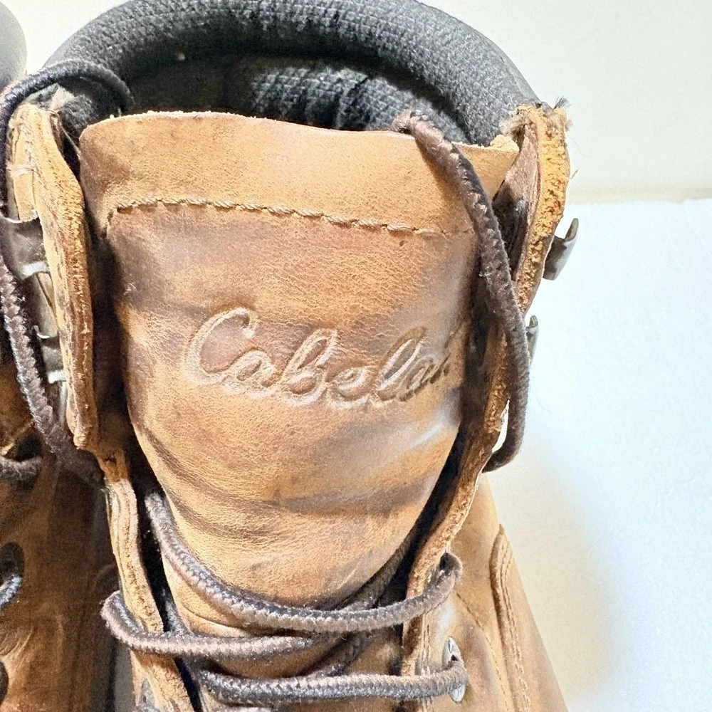 Cabelas Gore Tex Leather Hiking Work Boots Mens 12 EE Brown Waterproof Lace Up